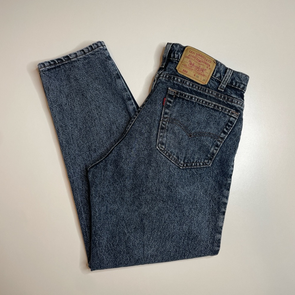 Vintage 90’s Levis 550 Relaxed Fit Acid Wash Jeans Made In USA 32 x 30